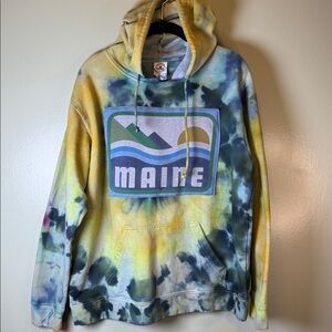 Tie-Dye Hooded Sweatshirt with Maine patch